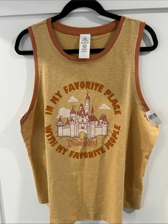 Disney Tops - NWT Disney Mustard Yellow & Rust Castle Graphic Tank Top - Women’s XL